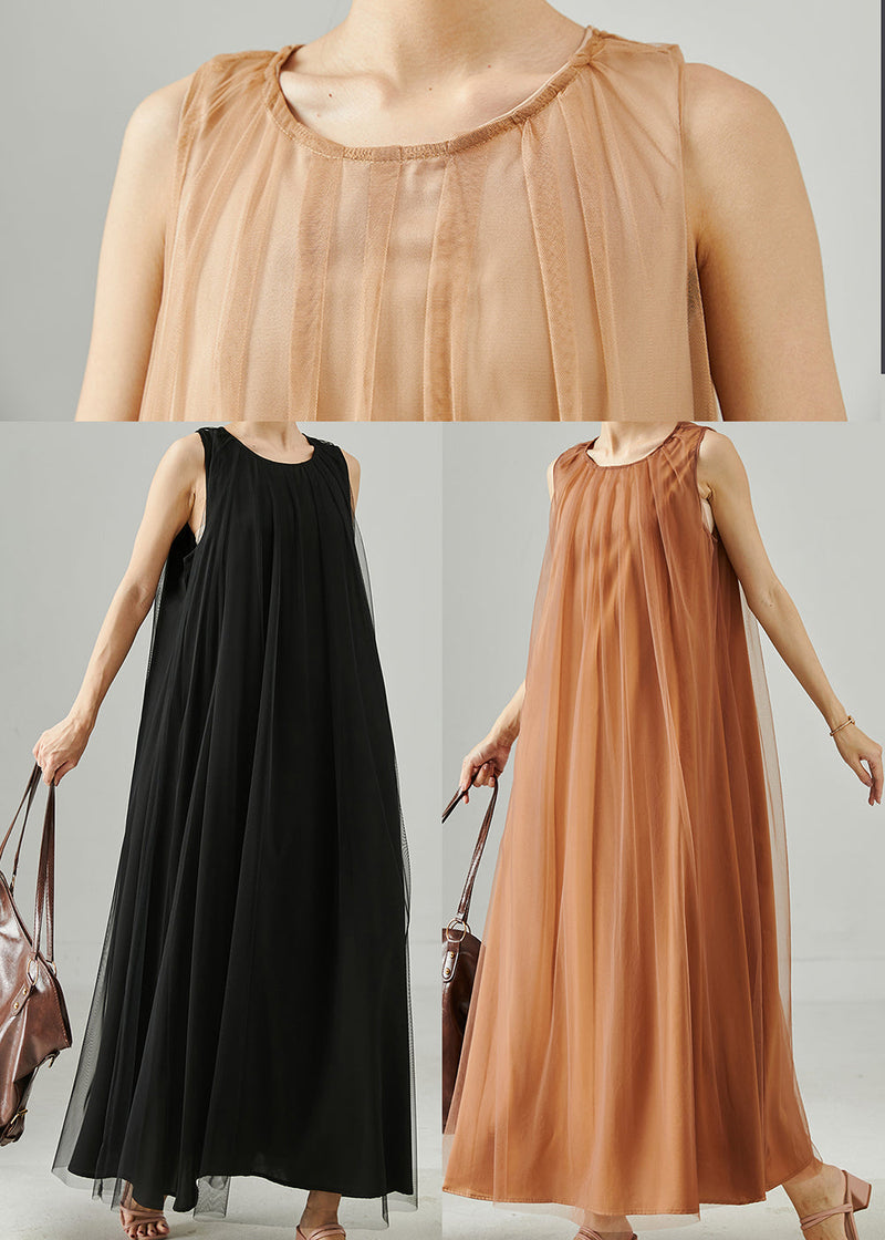 Black Oversized Tulle Maxi Dresses Summer