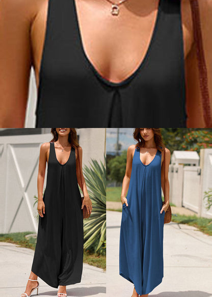 Black Patchwork Maxi Spaghetti Strap Dress Summer