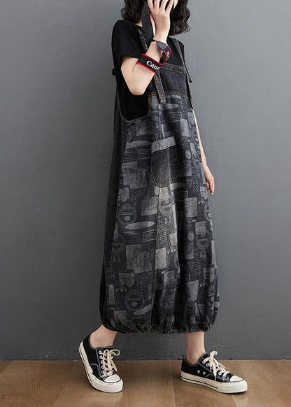 Black Print Clothes for Spaghetti Strap a Line Spring Dress