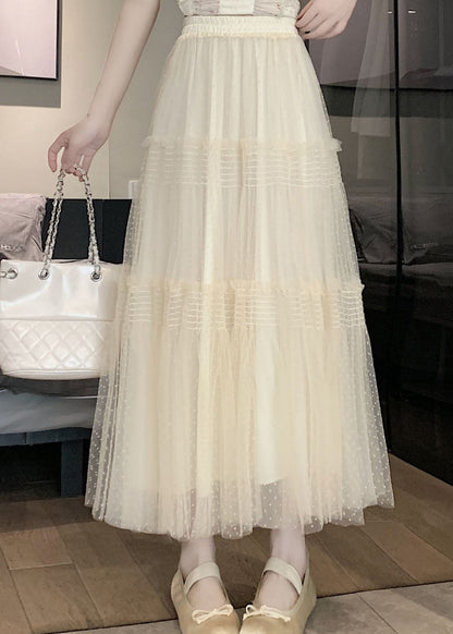 Black Ruffled Patchwork Elastic Waist Tulle Skirt Summer