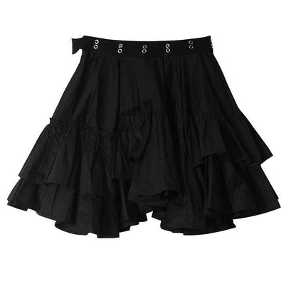 Black Ruffles Button Summer Skirts