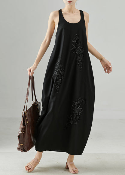 Black Sequins Nail Bead Cotton Cami Dresses Summer