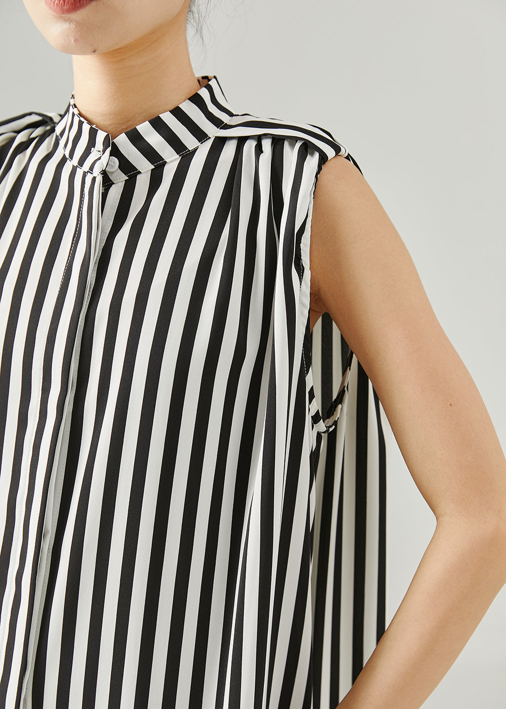 Black Striped Patchwork Chiffon Holiday Dress Sleeveless