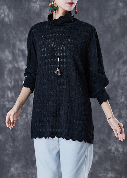 Black Turtle Neck Knit Shirt Tops Fall