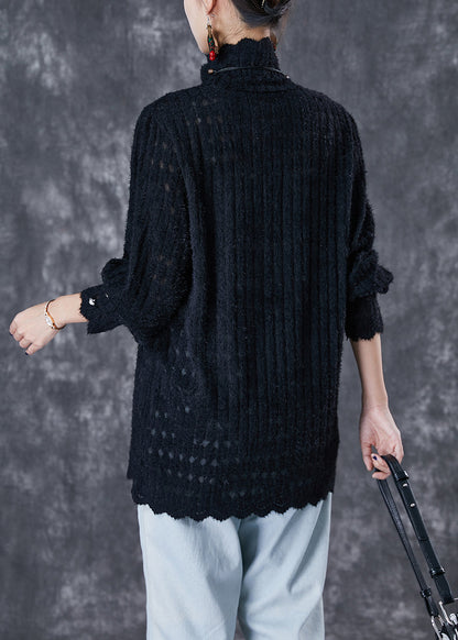 Black Turtle Neck Knit Shirt Tops Fall
