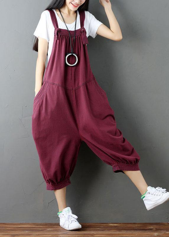 Blue Pockets Button Fall Cotton Romper