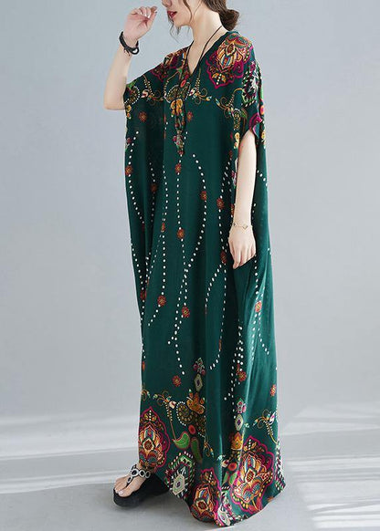 Blue Print Tunic Top V Neck Spring Dresses