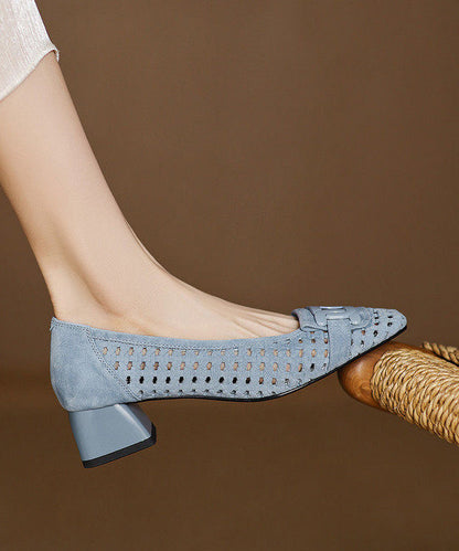 Blue Sandals Hollow Out Chunky Sandals