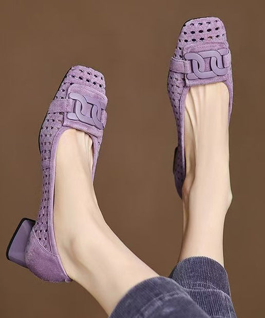 Blue Sandals Hollow Out Chunky Sandals