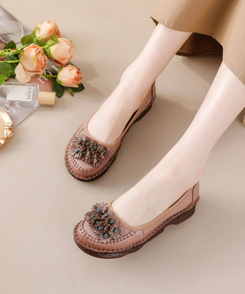 Caramel Flats Cowhide Leather Comfortable