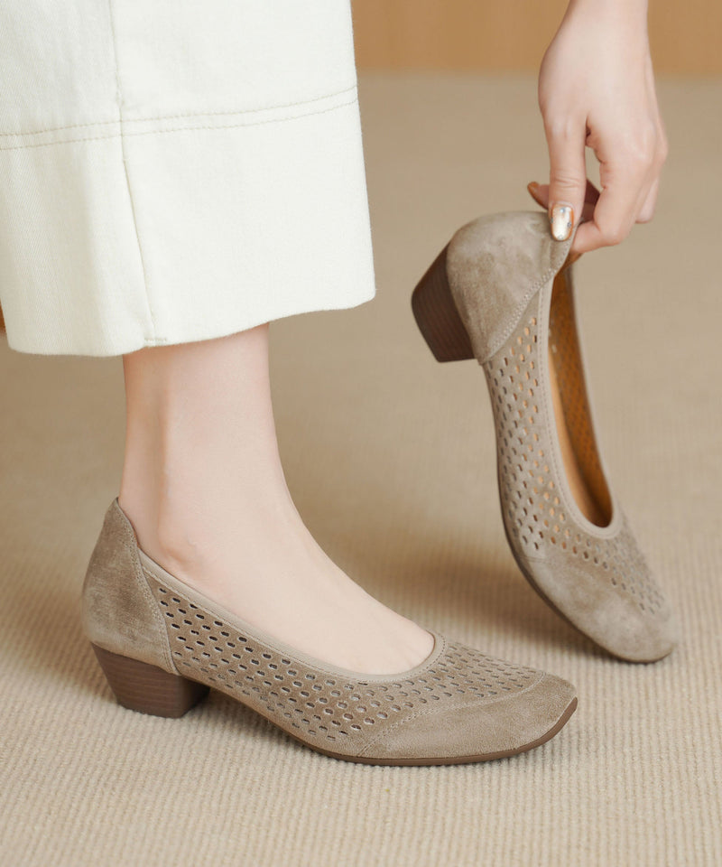 Comfortable Breathable Chunky Black Suede Shoes