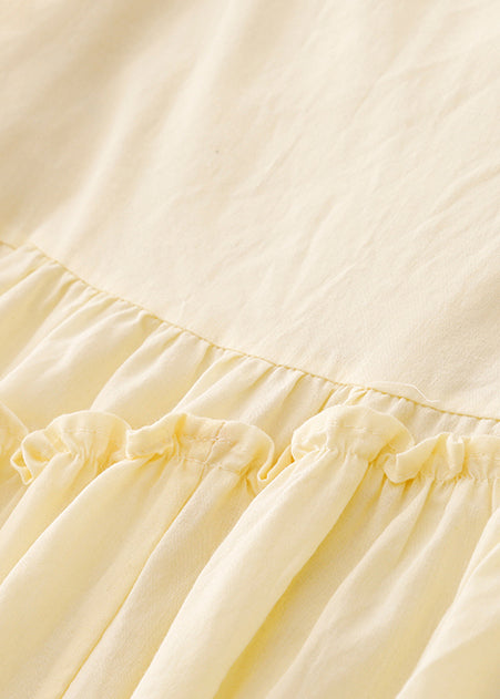 Gradient Color Ruffled Cotton Vacation Dress Summer