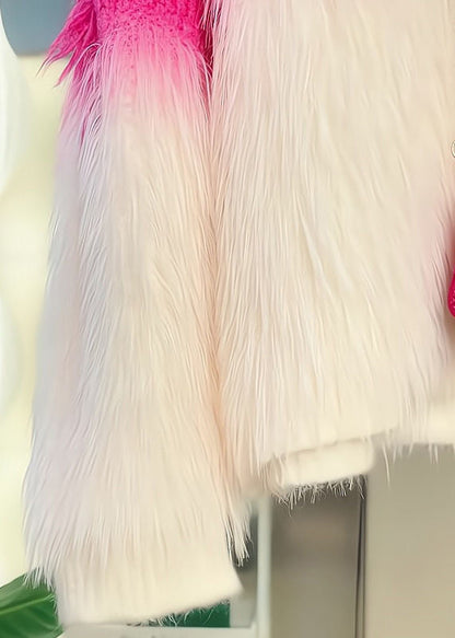 Gradient Color V Neck Button Cotton Knit Coat Long Sleeve