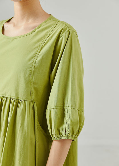 Grass Green Oversized Cotton Holiday Dresses Summer