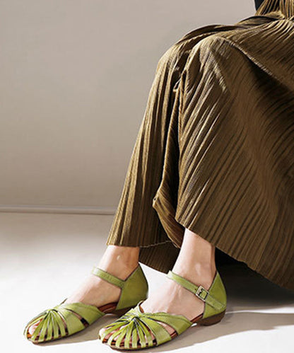 Green Buckle Strap Splicing Sandals