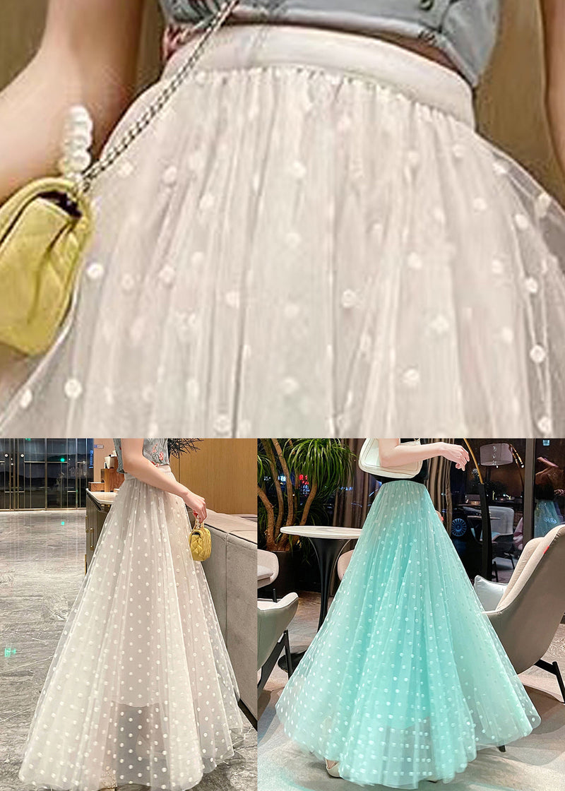 Green Print High Waist Tulle Skirts Summer