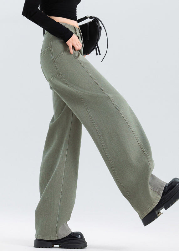 Grey Oversized Patchwork Denim Pants Spring