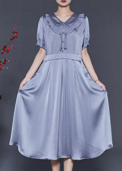 Grey Tasseled Draping Silk Dresses Summer