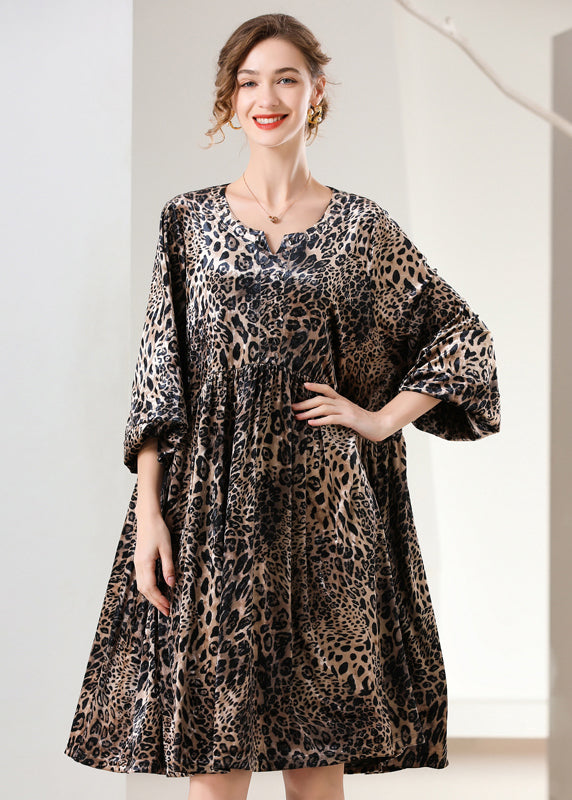 Leopard Print Oversized Silk Velour Holiday Dress Spring