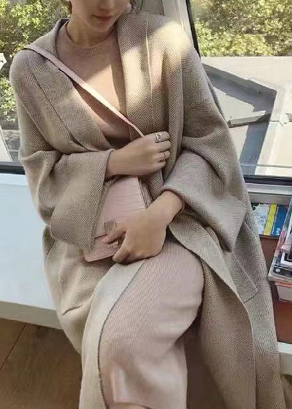 Light Camel Peter Pan Collar Pockets Knit Cardigan Fall