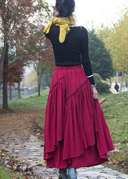 Mulberry Asymmetrical Drawstring Skirts Spring