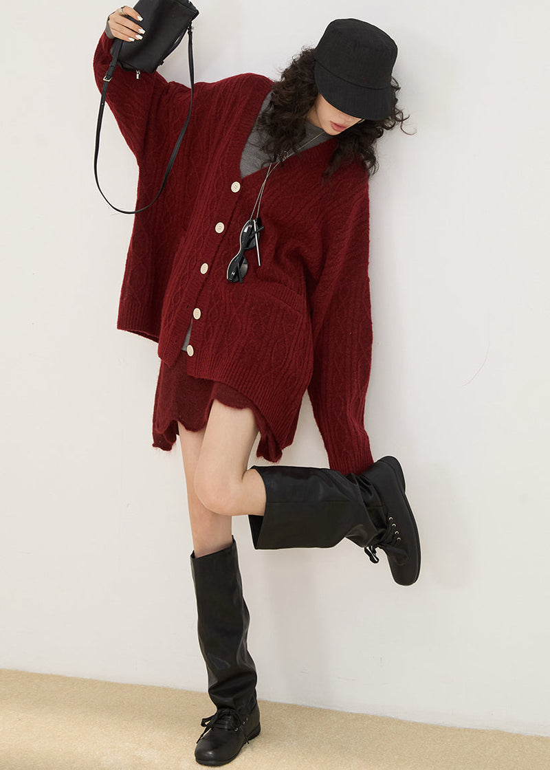 Mulberry Oversized Pockets Knit Cardigan Winter