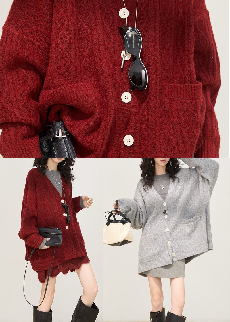 Mulberry Oversized Pockets Knit Cardigan Winter