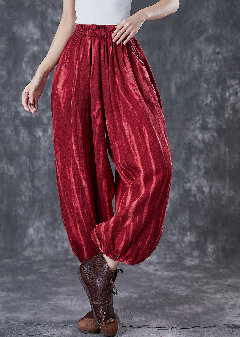 Mulberry Oversized Tie Dye Linen Lantern Pants Spring