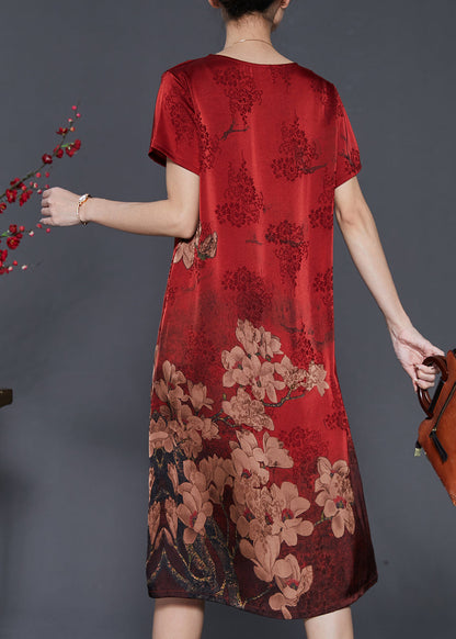 Mulberry Print Silk Oriental Dresses Summer