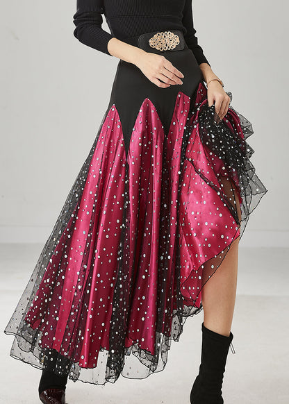 Mulberry Zircon Patchwork Tulle Skirts Spring