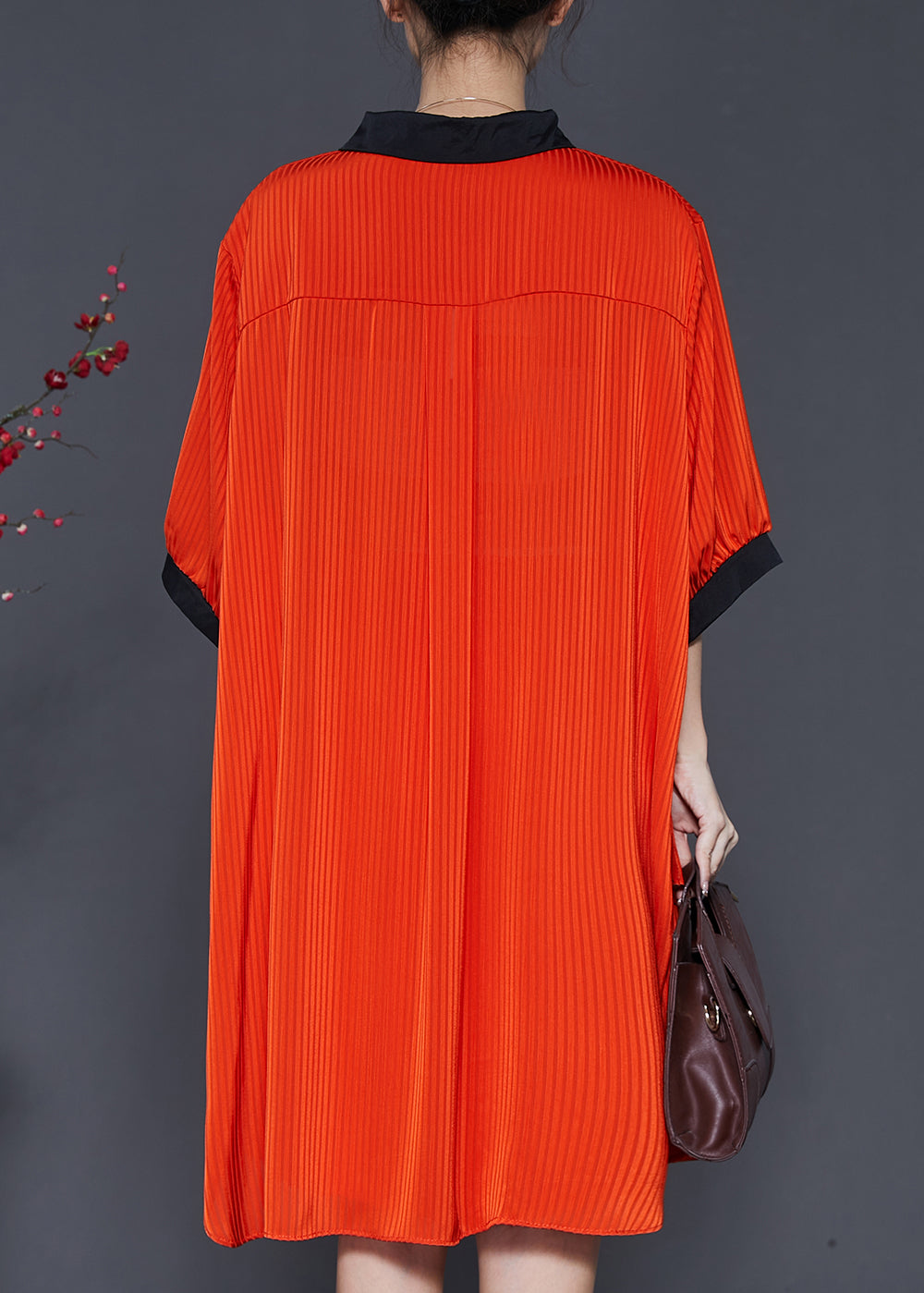 Orange Oversized Wrinkled Chiffon Two Pieces Set Summer