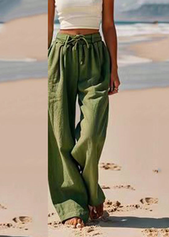 Orange Pockets Tie Waist Wide Leg Pants Summer