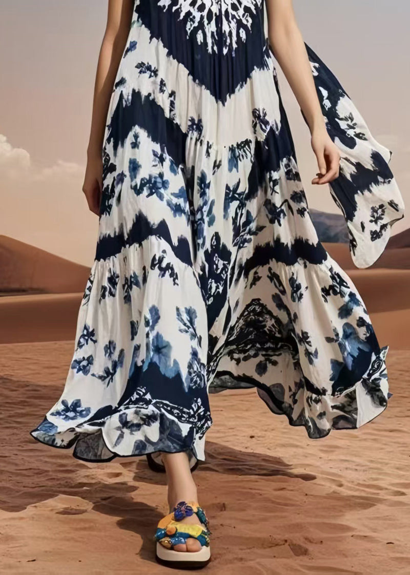 Oversized Print Cotton Vacation Dresses Sleeveless