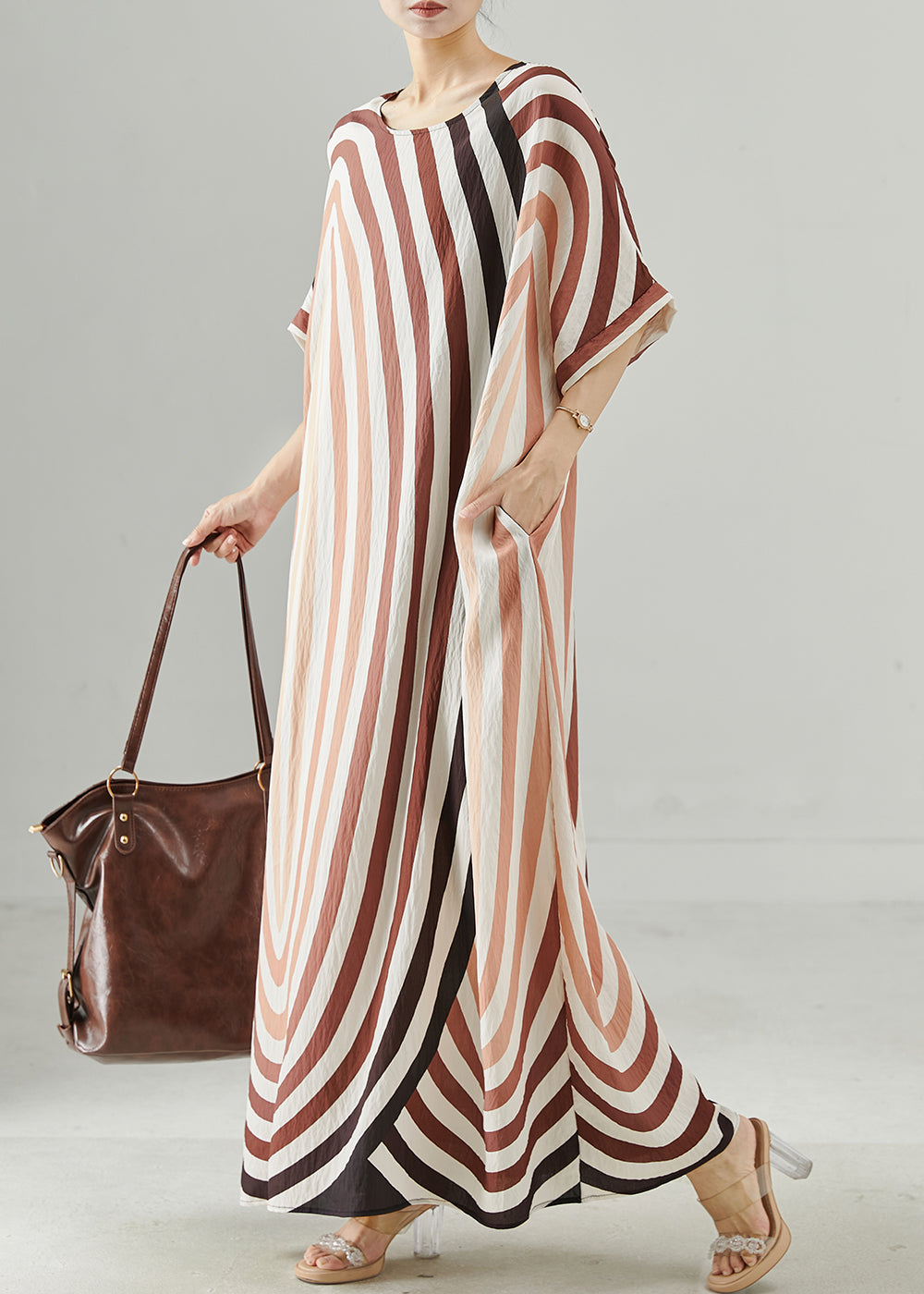 Oversized Striped Cotton Beach Dress Summer