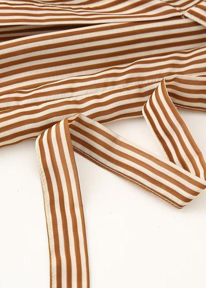 Peter Pan Collar Striped Cotton Shirts Dress Summer