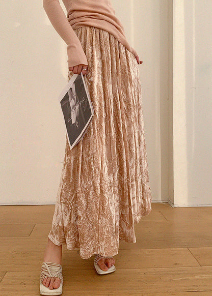Pink Print Elastic Waist a Line Skirts Summer