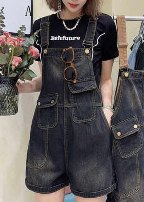 Pockets Patchwork Loose Denim Jumpsuits Summer