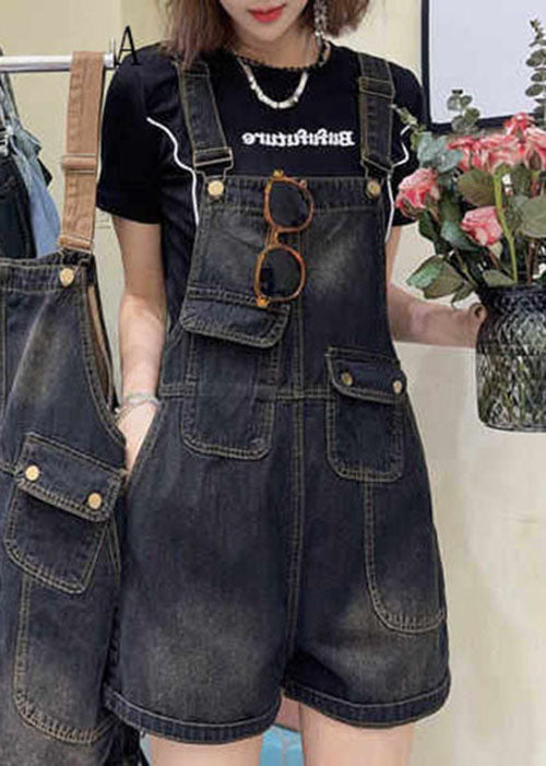 Pockets Patchwork Loose Denim Jumpsuits Summer
