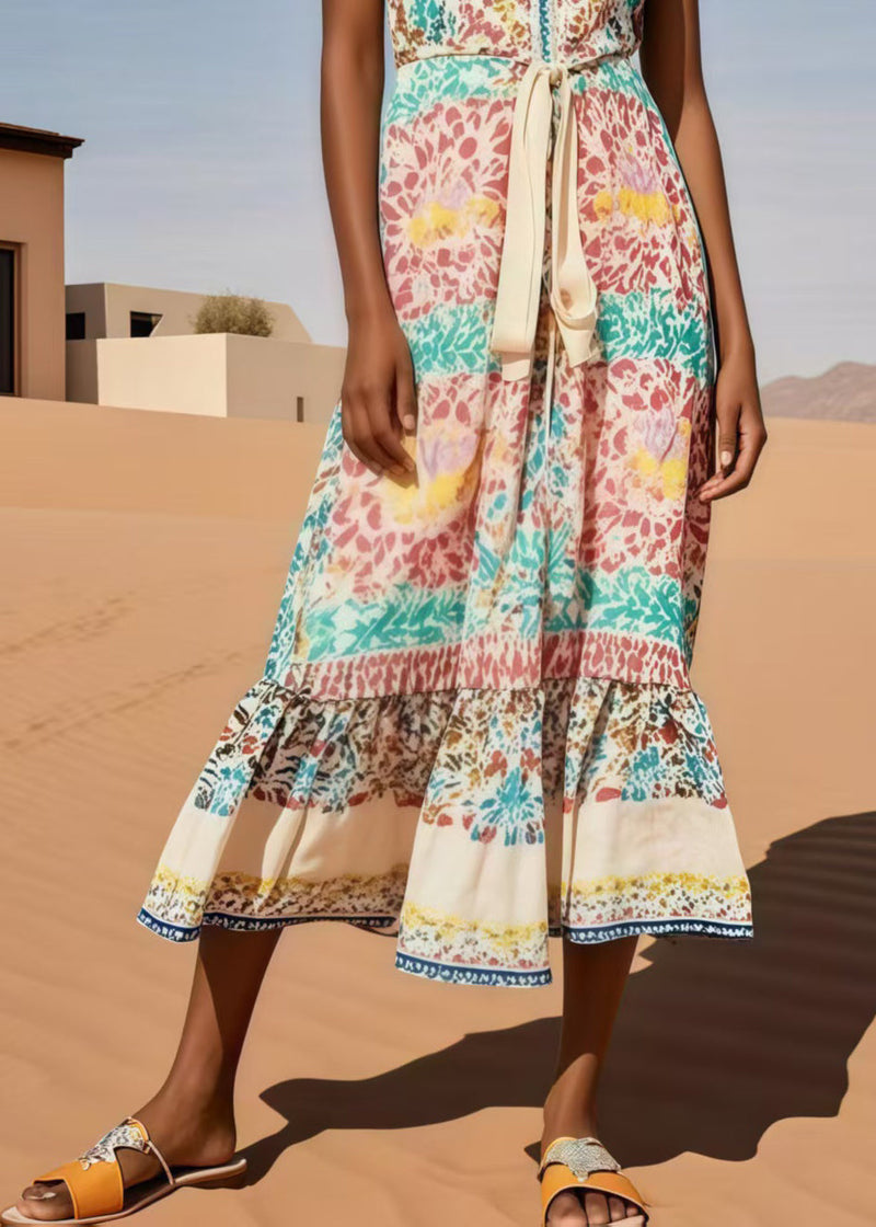 Polychrome Print Cotton Tunic Dresses Sleeveless