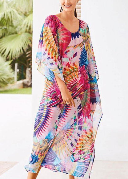 Print Vogue Kimono Robe Chiffon Dress