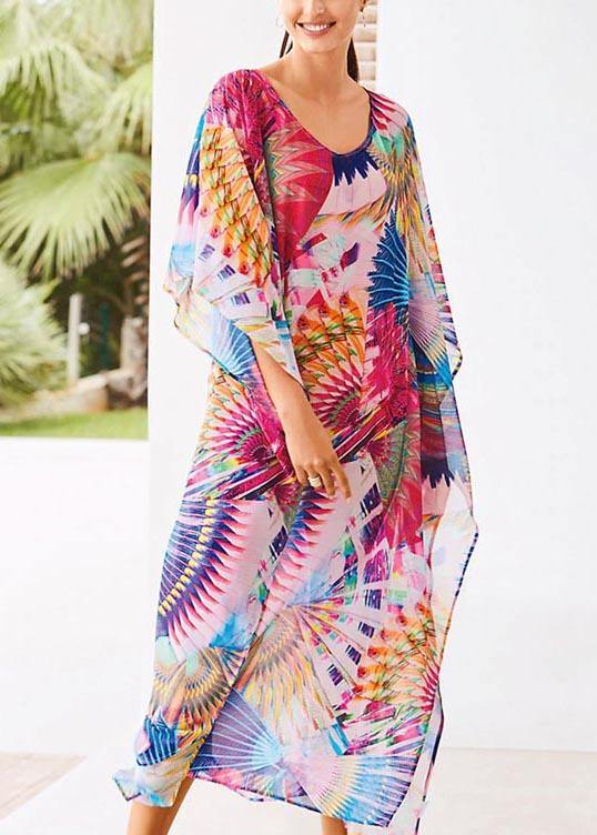 Print Vogue Kimono Robe Chiffon Dress