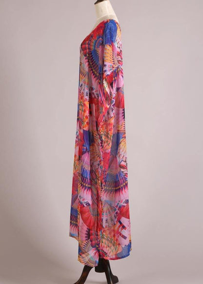 Print Vogue Kimono Robe Chiffon Dress
