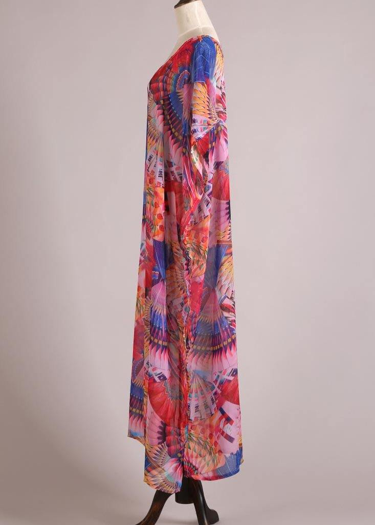 Print Vogue Kimono Robe Chiffon Dress