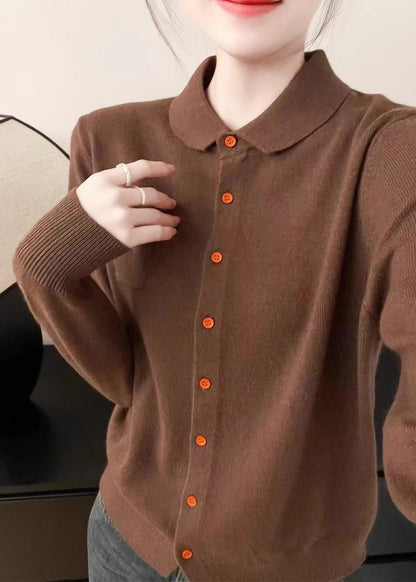Purple Peter Pan Collar Button Knit Sweater Fall