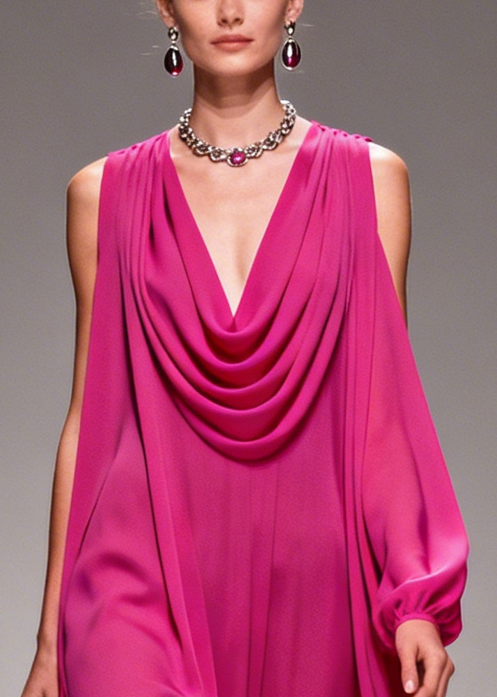 Purple Turtle Neck Chiffon Vacation Dresses Summer
