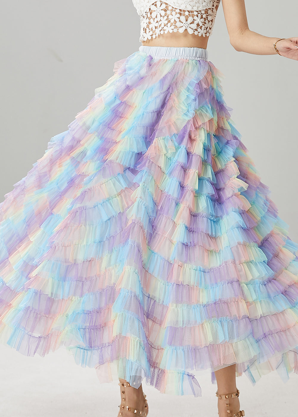 Rainbow Exra Large Hem Tulle Skirts Summer