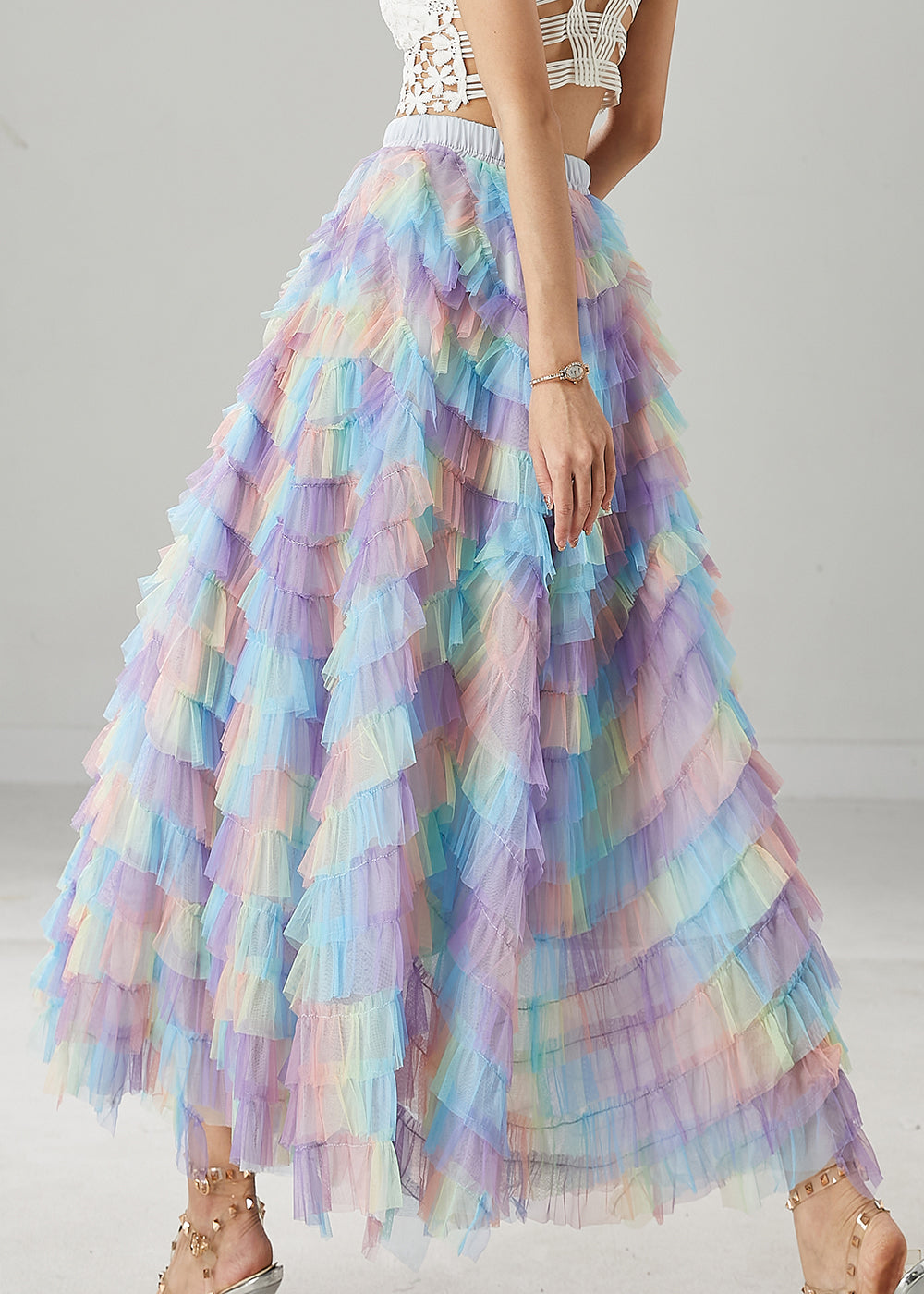 Rainbow Exra Large Hem Tulle Skirts Summer