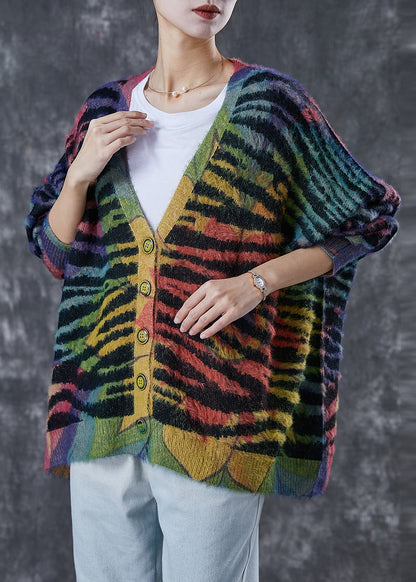 Rainbow Oversized Striped Knit Cardigan Winter