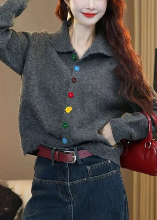 Red Turtleneck Button Knit Sweaters Winter