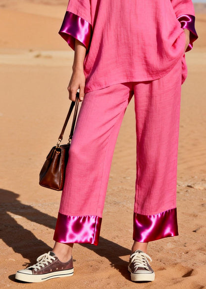 Rose Oversized Patchwork Silk Cotton Sets 2 Pieces